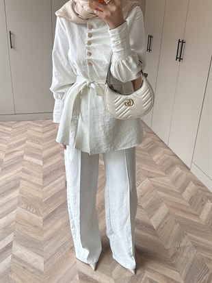 Roma Düğmeli Cupra Takım Ekru (4443)