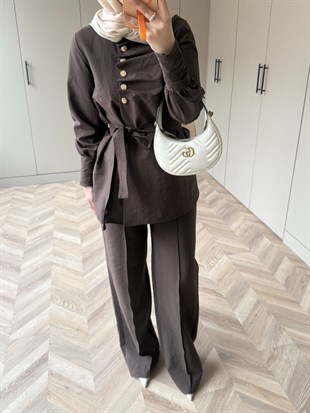 Roma Düğmeli Cupra Takım Kahve (4443)