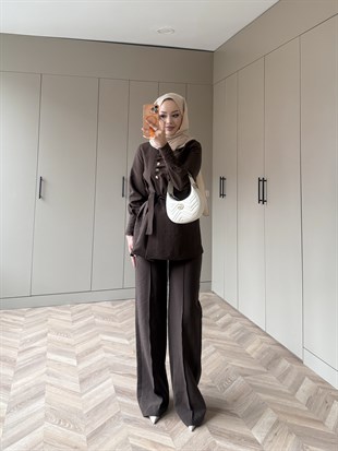 Roma Düğmeli Cupra Takım Kahve (4443)