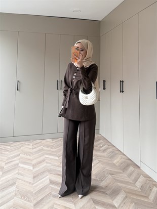 Roma Düğmeli Cupra Takım Kahve (4443)