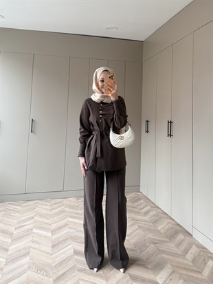 Roma Düğmeli Cupra Takım Kahve (4443)