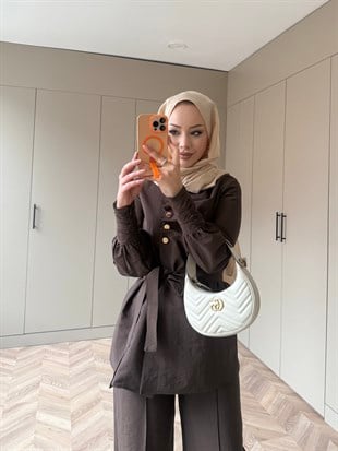 Roma Düğmeli Cupra Takım Kahve (4443)