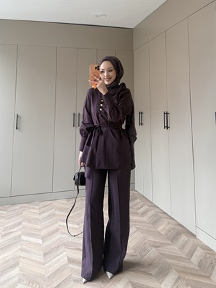 Roma Düğmeli Cupra Takım Mürdüm (4443)