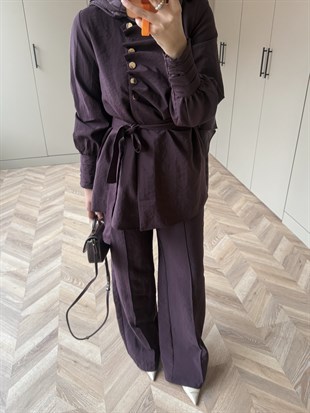 Roma Düğmeli Cupra Takım Mürdüm (4443)