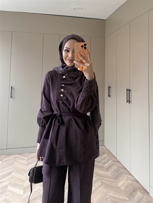 Roma Düğmeli Cupra Takım Mürdüm (4443)