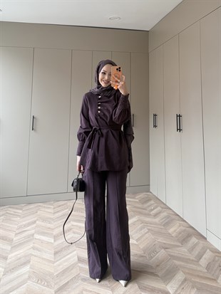 Roma Düğmeli Cupra Takım Mürdüm (4443)