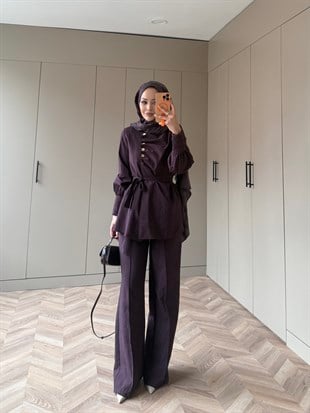 Roma Düğmeli Cupra Takım Mürdüm (4443)