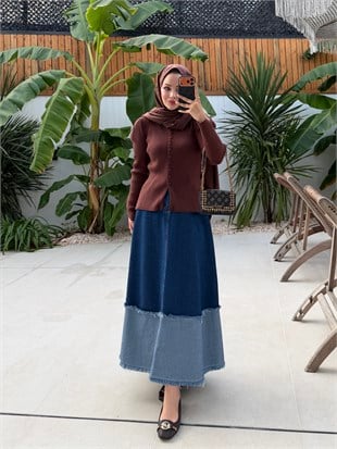 Rona Düğmeli Triko Hırka Kahve  (507)