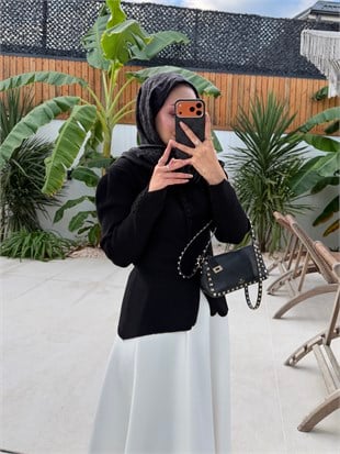 Rona Düğmeli Triko Hırka Siyah (507)