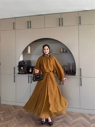 Ronnie Beli Bağlamalı Etekli Takım Hardal (2383)