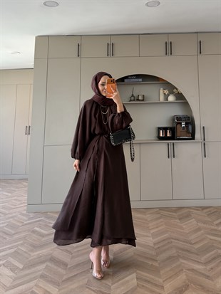 Ronnie Beli Bağlamalı Etekli Takım Kahve (2383)