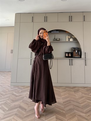 Ronnie Beli Bağlamalı Etekli Takım Kahve (2383)