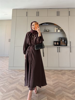 Ronnie Beli Bağlamalı Etekli Takım Kahve (2383)