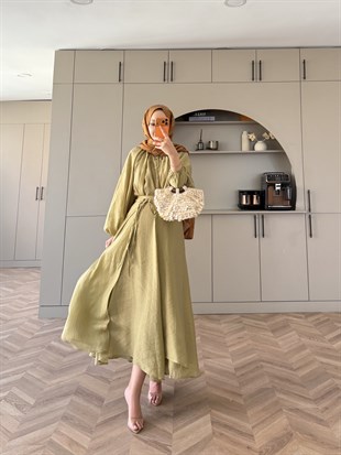 Ronnie Beli Bağlamalı Etekli Takım Yağ Yeşili (2383) 