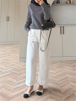 Rope Bilek Boy Boru Paça Pantolon Ekru (3936)