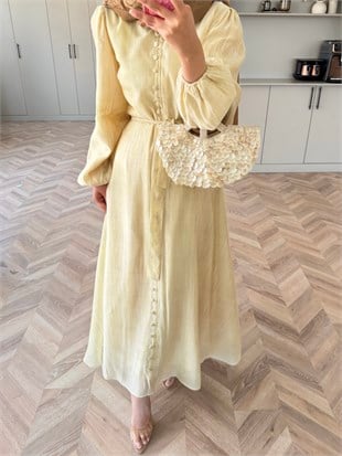 Rosef Düğmeli Elbise Butteryellow (4531)