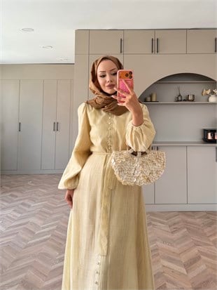 Rosef Düğmeli Elbise Butteryellow (4531)