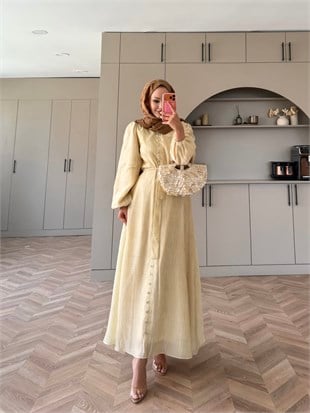 Rosef Düğmeli Elbise Butteryellow (4531)