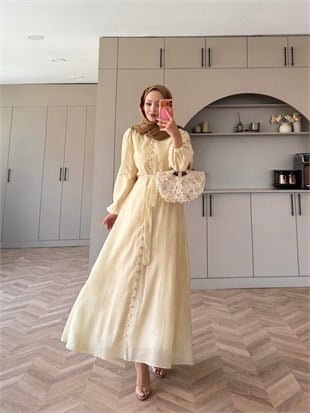 Rosef Düğmeli Elbise Butteryellow (4531)