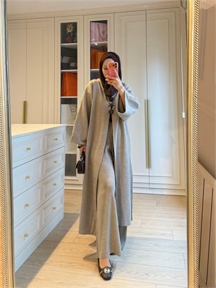Roselle Broş Detaylı Triko İkili Takım Vizon 