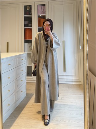 Roselle Broş Detaylı Triko İkili Takım Vizon 