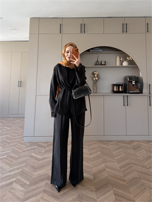 Rosta Dantel Detaylı Cupra Ceket Takım Siyah (2005)