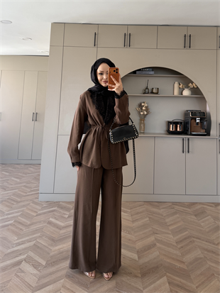 Rosta Dantel Detaylı Ceket Takım Kahverengi (2005)