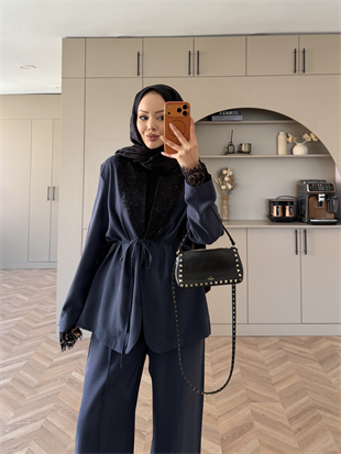 Rosta Dantel Detaylı Ceket Takım Lacivert (2005)