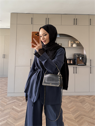 Rosta Dantel Detaylı Ceket Takım Lacivert (2005)