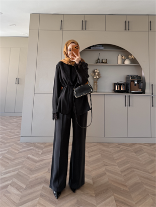 Rosta Dantel Detaylı Cupra Ceket Takım Siyah (2005)