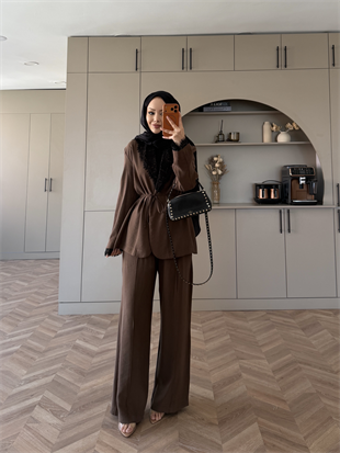 Rosta Dantel Detaylı Ceket Takım Kahverengi (2005)