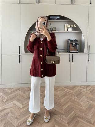 Rove Angora Hırka Bordo