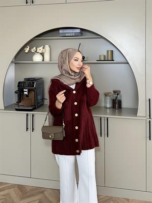Rove Angora Hırka Bordo