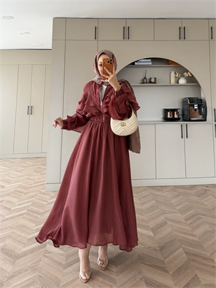 Roxanne Fırfırlı Ceketli Etekli Takım Kiremit (2021)