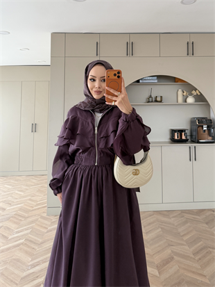 Roxanne Fırfırlı Ceketli Etekli Takım Mor (2021)