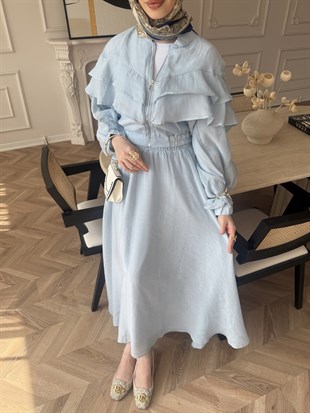 Roxanne Fırfırlı Ceketli Takım Bebe Mavisi (2021)