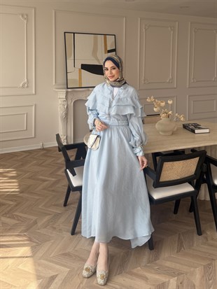 Roxanne Fırfırlı Ceketli Takım Bebe Mavisi (2021)