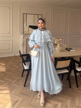Roxanne Fırfırlı Ceketli Takım Bebe Mavisi (2021)