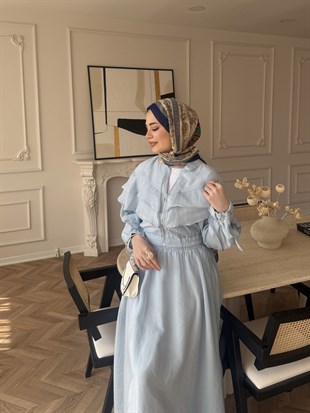 Roxanne Fırfırlı Ceketli Takım Bebe Mavisi (2021)