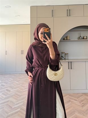 Ruiza Düğmeli Elbise\Tunik Mürdüm (2364)