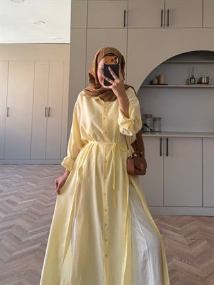 Ruiza Düğmeli Elbise\Tunik ButterYellow (2364)