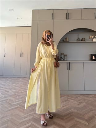 Ruiza Düğmeli Elbise\Tunik ButterYellow (2364)