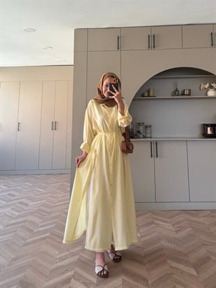 Ruiza Düğmeli Elbise\Tunik ButterYellow (2364)