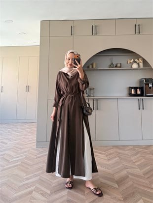 Ruiza Düğmeli Elbise\Tunik Kahve (2364)