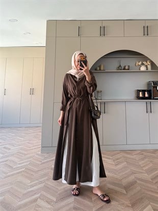 Ruiza Düğmeli Elbise\Tunik Kahve (2364)