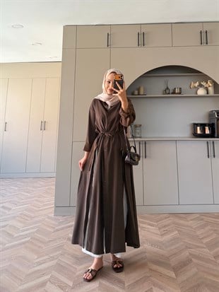 Ruiza Düğmeli Elbise\Tunik Kahve (2364)