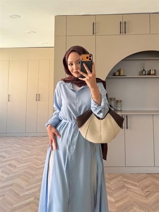 Ruiza Düğmeli Elbise\Tunik Mavi (2364)