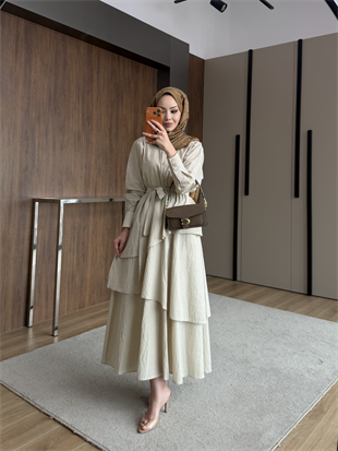 Saher Kat Kat Elbise Bej (4422)