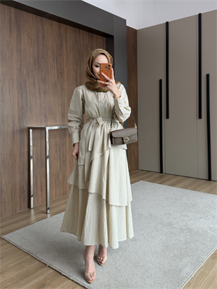 Saher Kat Kat Elbise Bej (4422)