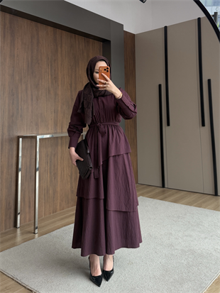 Seher Kat Kat Elbise Bordo (4422)